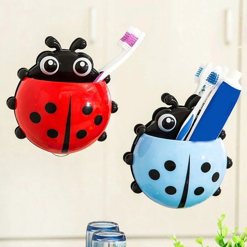 

Cartoon Toothbrush Toothpaste WallSuction Shelf Rack Ladybug Animal Insect Toothbrush Holder Bathroom Shower Container Organizer