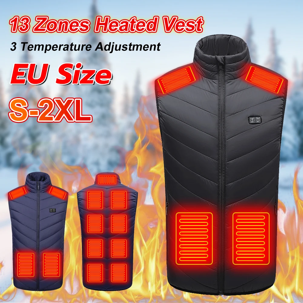 

13 Heating Zones Heated Vest for Men Women USB Powered 3 Gear Temperature Control Winter Warm Vest for Outdoor Hiking Camping