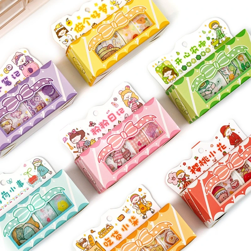 

57EC 5Pcs/Set Daily life of Funny Girls Washi Tape Adhesive Tape DIY Scrapbooking Sticker Label Masking Tape