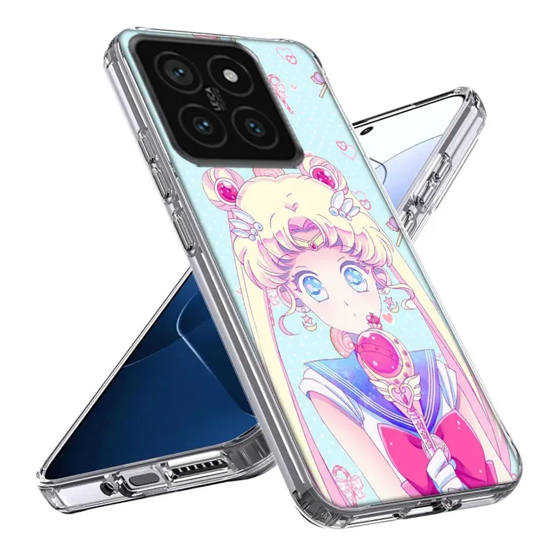 Sailor Moon Anime Clear Phone Case For Xiaom Mi 12 12T 11T 10T 9T 13 11 10 9 8 Lite CC9 CC9E Pro 6X 5X A1 A2 A3 Cover Coque