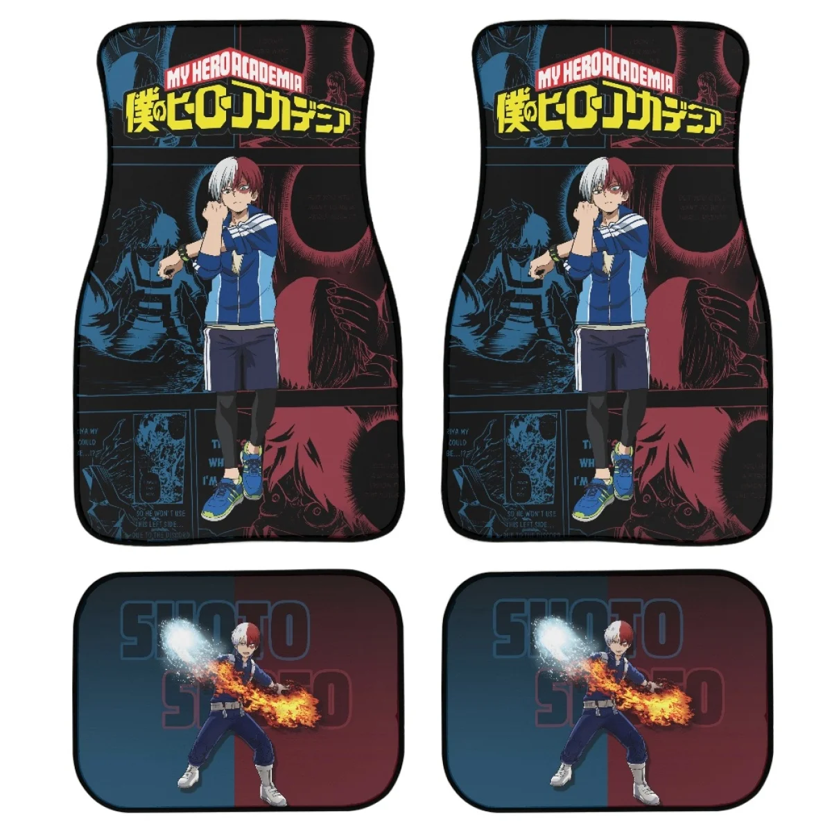 

Set of 4 Car Floor Mats My Hero Academia Design Indoor Cars Carpet Floor Mats Easy to Clean Comfort Auto Parts Rubber Accessory