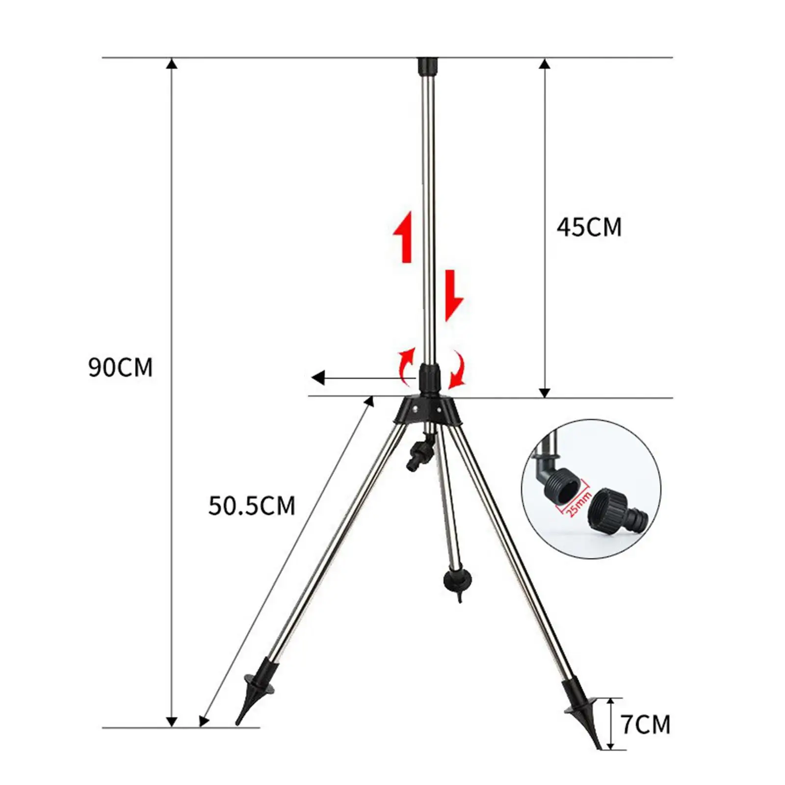 Садовый разбрызгиватель со штативом 1/2 дюйма телескопический 53-90 см