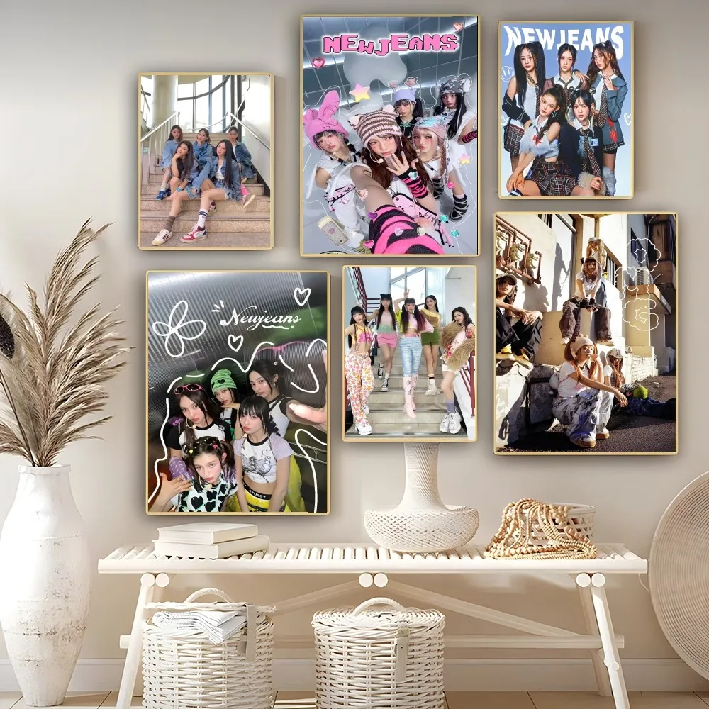 Kpop N-Newjeans классические постеры с фильмами винтажные наклейки для декора комнаты