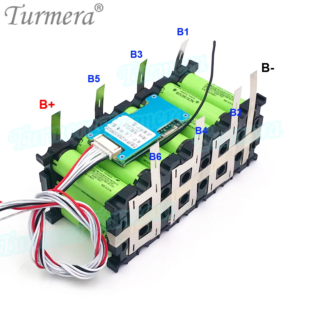Turmera 24V 29.4V Battery Storage Box 18650 7S3P Holder 25A Balance BMS Welding Nickel Use in Electric Bike or Replace Lead-Acid