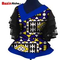 african print t shirt for women irregular collar fashion black chiffon sleeve lady top summer dashiki shirts blouse wy9599