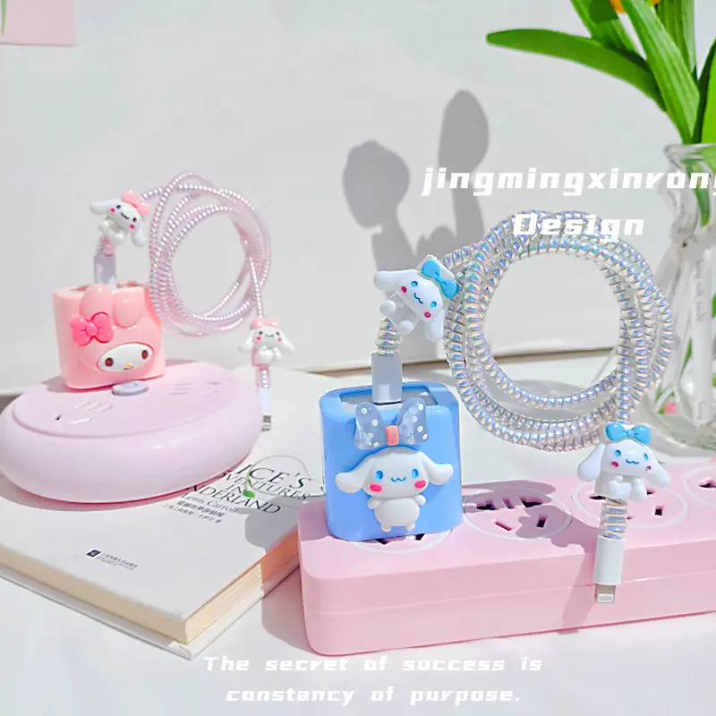 

Kawaii Cinnamoroll Kuromi Mymelody Phone Accessories Cartoon Cute Iphone12/11 Pro Max Ipad Data Cable Charging Protective Case