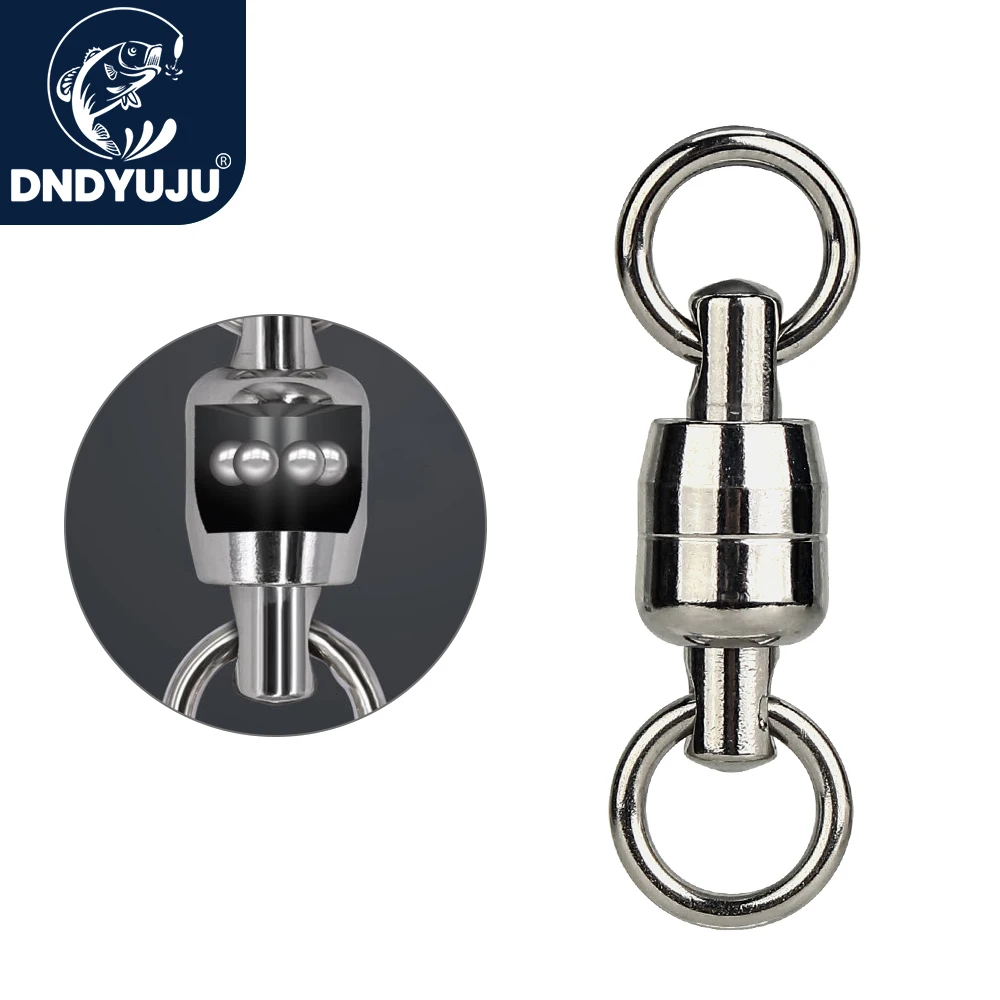 DNDYUJU Fishing Swivel Heavy Duty Ball Bearing Swivel Connector Stainless Steel Solid Ring Hook Connector Fishing Accessories