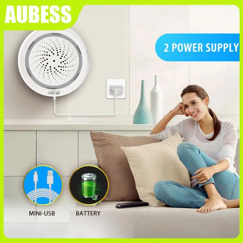 

App Remote Siren Mini Tuya Temperature Sensor Wireless 120 Db Smart Detector Siren Alarm Smart Home Usb Power Wifi 2 In 1
