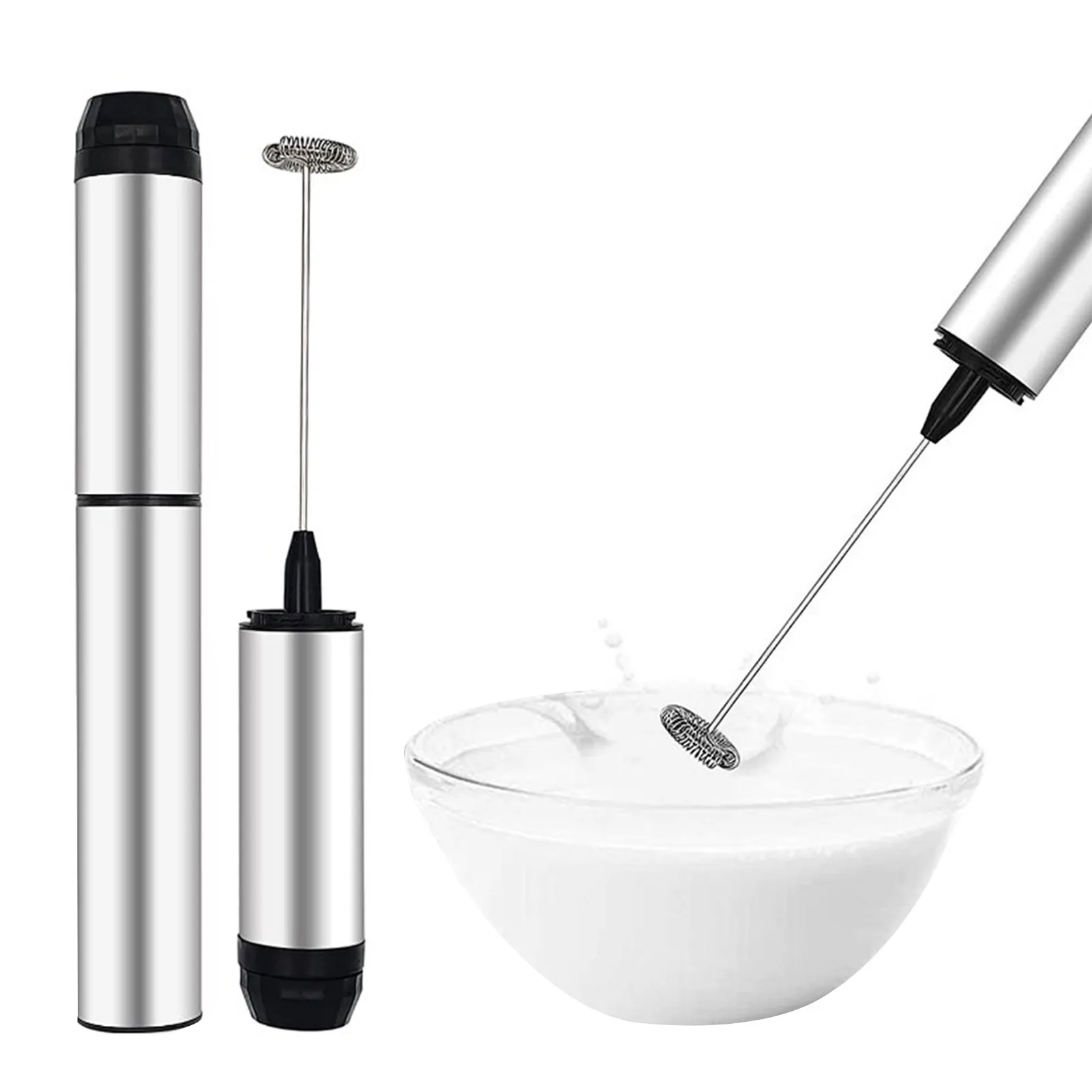 

Вспениватель молока из нержавеющей стали, миксер для напитков из нержавеющей стали, Электрический вспениватель молока на батарейках, легко...