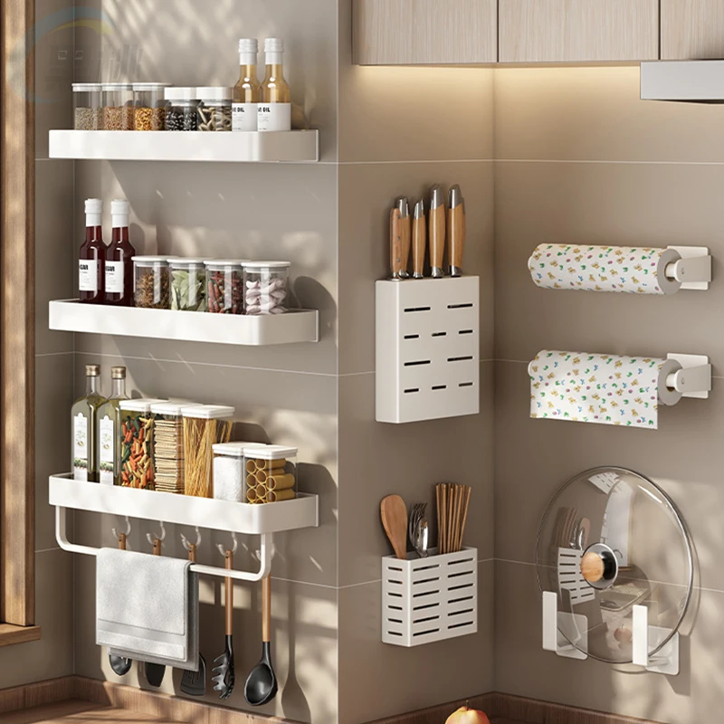 

Accessories Accessories Seasoning Spice Knife White Kitchen Organizer Rack Kitchen Chopping Wall Storage Shelves Bathroom Shelf