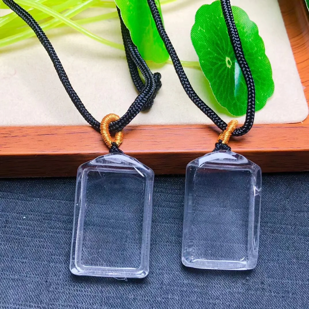 

1 Pc Fengbaowu Natural Rock Quartz Square Necklace Pendant Crystal Reiki Healing Stone Fashion Jewelry Gift For Women Men