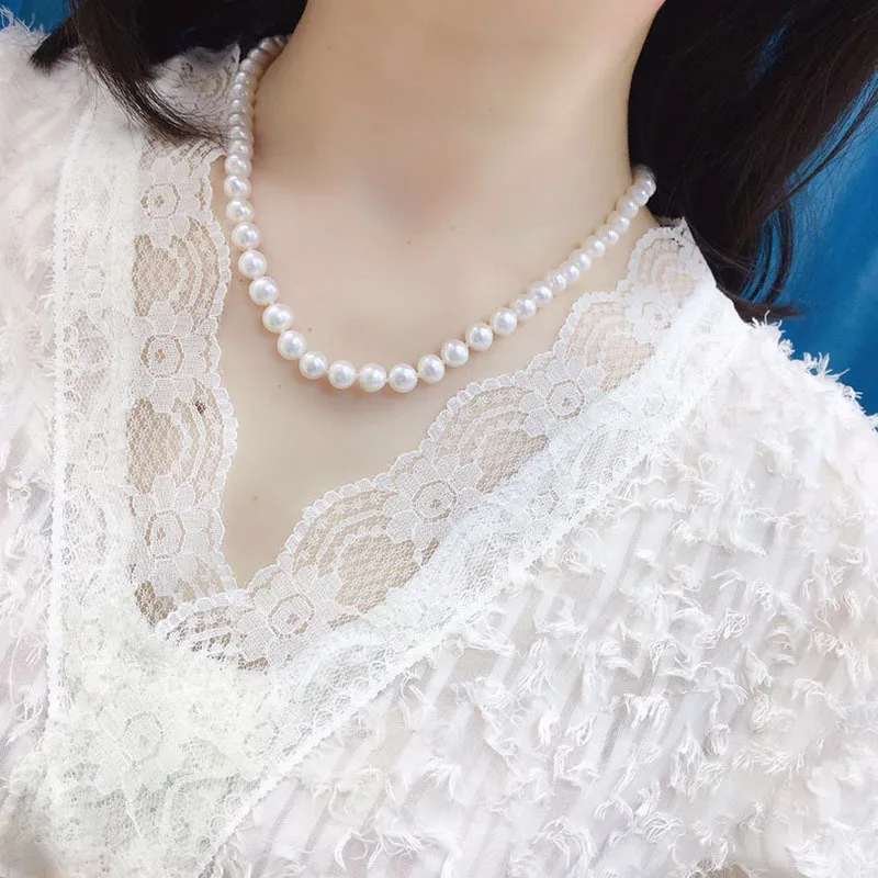 Ожерелье из натурального пресноводного жемчуга 8-9 мм