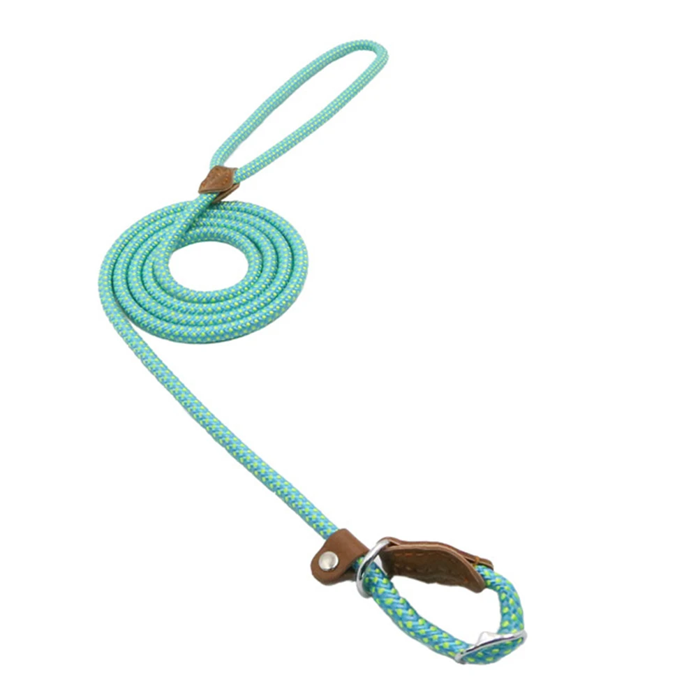 

2pcs Sturdy Nylon Pet Dog Round Rope Lead Adjustable Dog Collar Leash For Small Medium Large Dogs Leash Walking Pets Leads