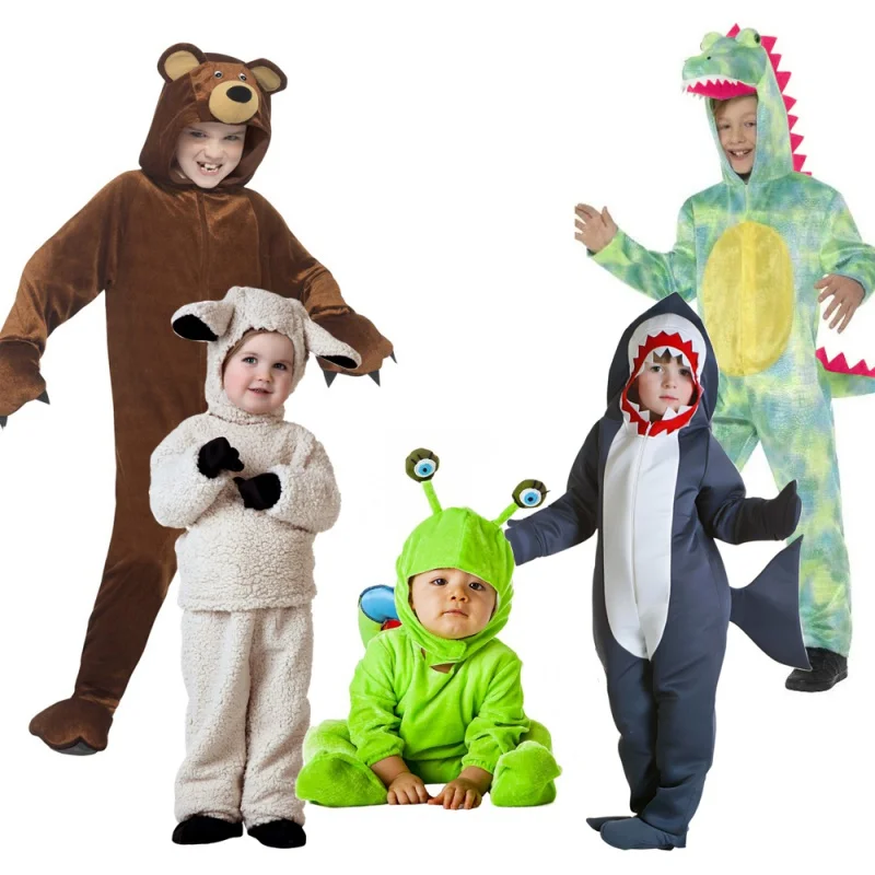 

Детский костюм животного Reneecho, Детский костюм для косплея на Хэллоуин, симпатичный медведь, динозавр, улитка, костюм для ребенка, Пурим, одеж...