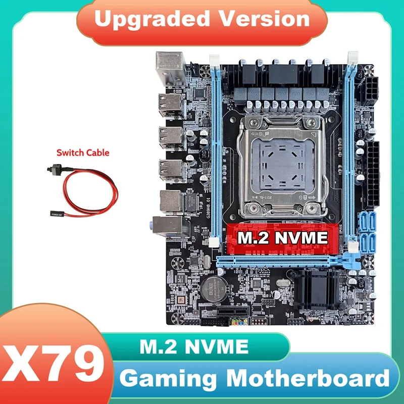 

X79 Motherboard V389+Switch Cable M.2 NVME LGA2011 DDR3 Support E5 2630 2660 2650V2 CPU For CF LOL PUBG