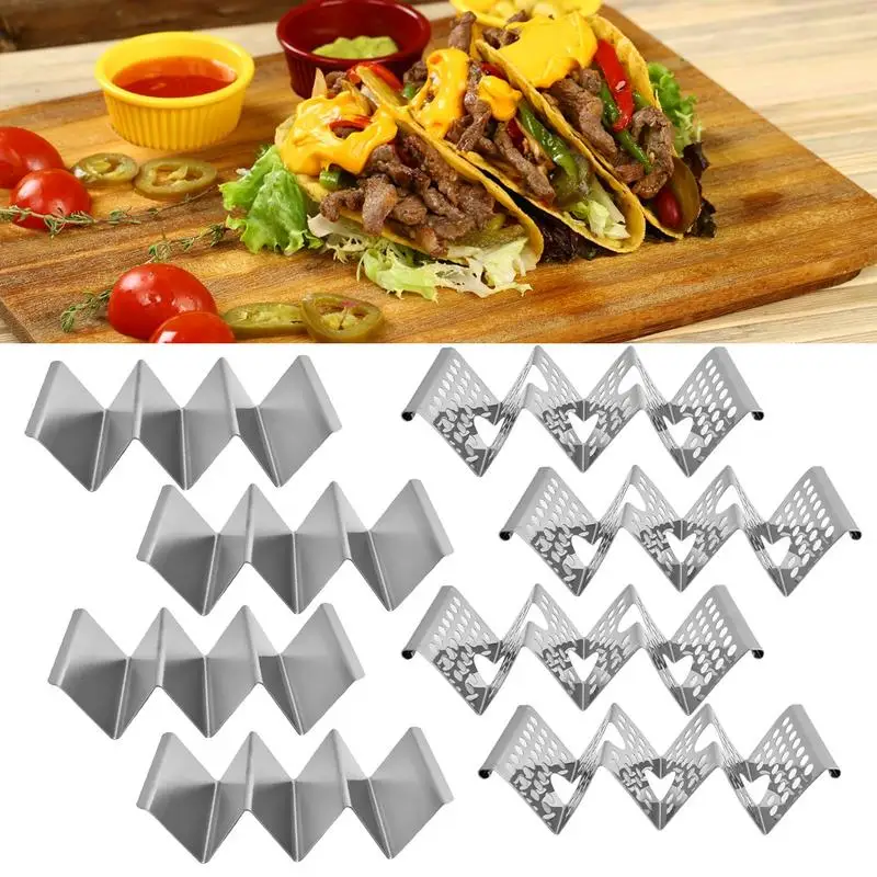 

Stainless Steel Taco Stand Set Of 4 Stainless Steel Tortilla Holder Stand Stylish Taco Tray Rack Holds Up To 3 Tacos Each