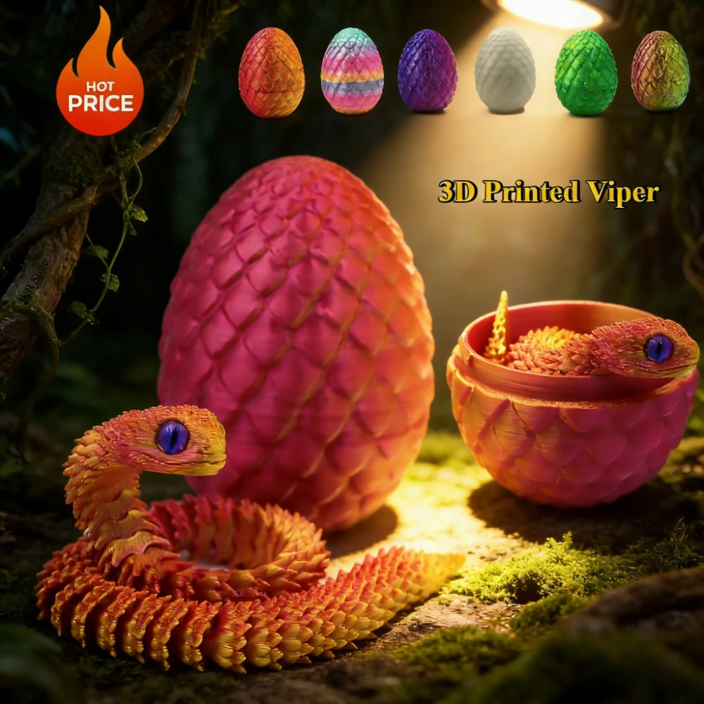 Фото 3D печатные игрушки в виде змеи зодиака, лазерная модель дракона, Viper, змея, ремесло, ювелирные изделия, совместная деятельность, моделирование животных, детский подарок для дома №1