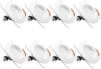 POCKETMAN 8 Pack 5/6 inch LED Recessed Downlight 12W Dimmable 4000K Cool White,Retrofit LED Recessed Lighting Fixture