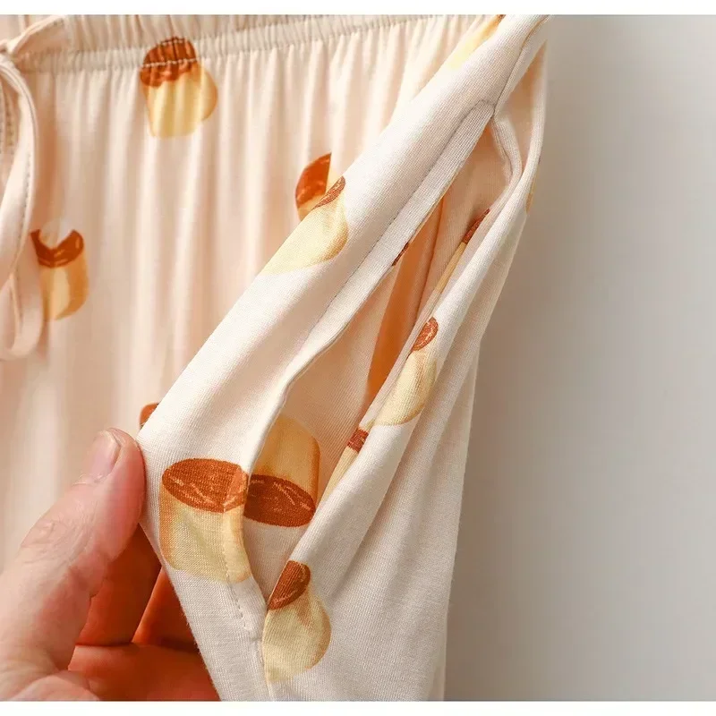 Летние женские новые повседневные пижамы из модала с буквенным принтом и