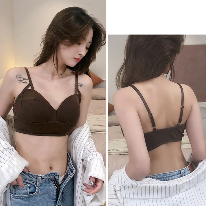 

Wire Free Bras For Women French Sexy Lingerie Push Up Bra Cotton Brassiere Padded Bra Fitness Bralette Seamless Female Underwear