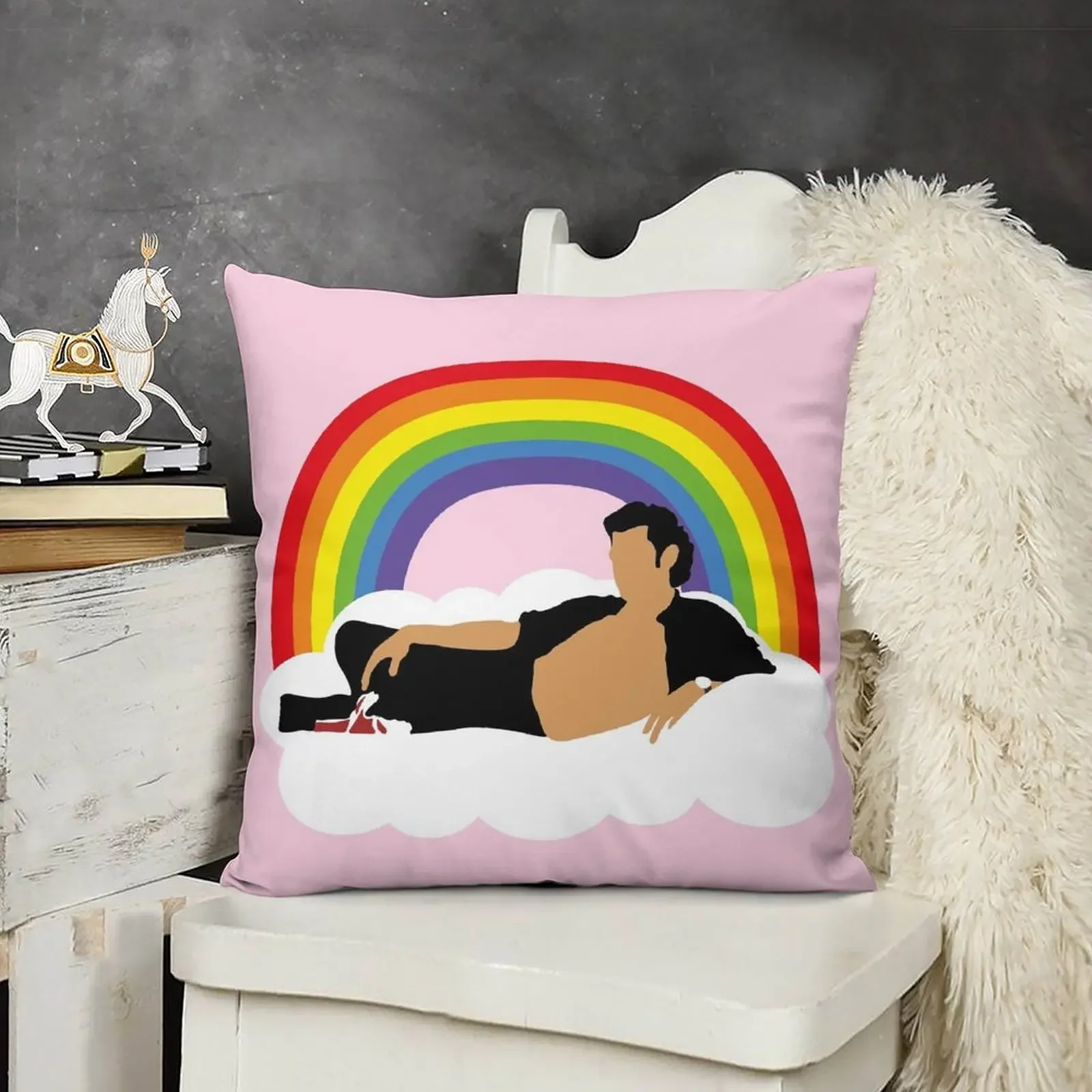 Декоративная подушка Jeff Goldblum On A Rainbow Cloud для дивана сидения осенняя наволочка