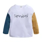 Детская Хлопковая футболка с длинным рукавом, с надписью