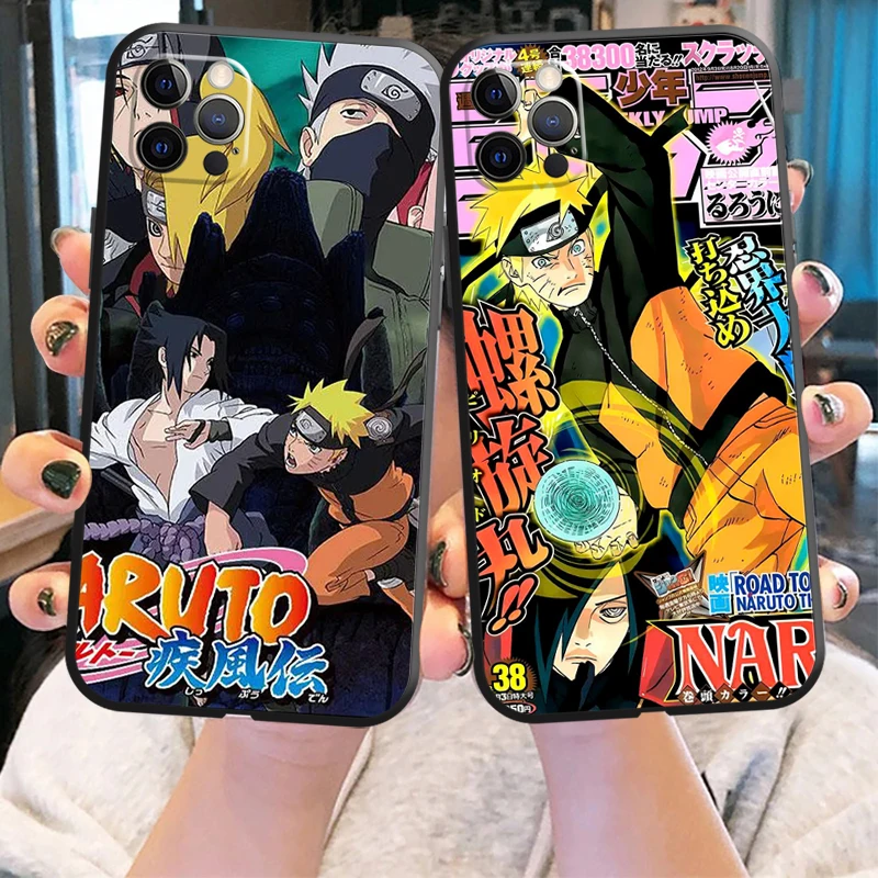 

NARUTO Anime Phone Case For Apple iPhone 11 12 13 Pro 12 13 Mini X XR XS Max SE 5 6 6s 7 8 Plus Coque TPU Silicone Cover Black