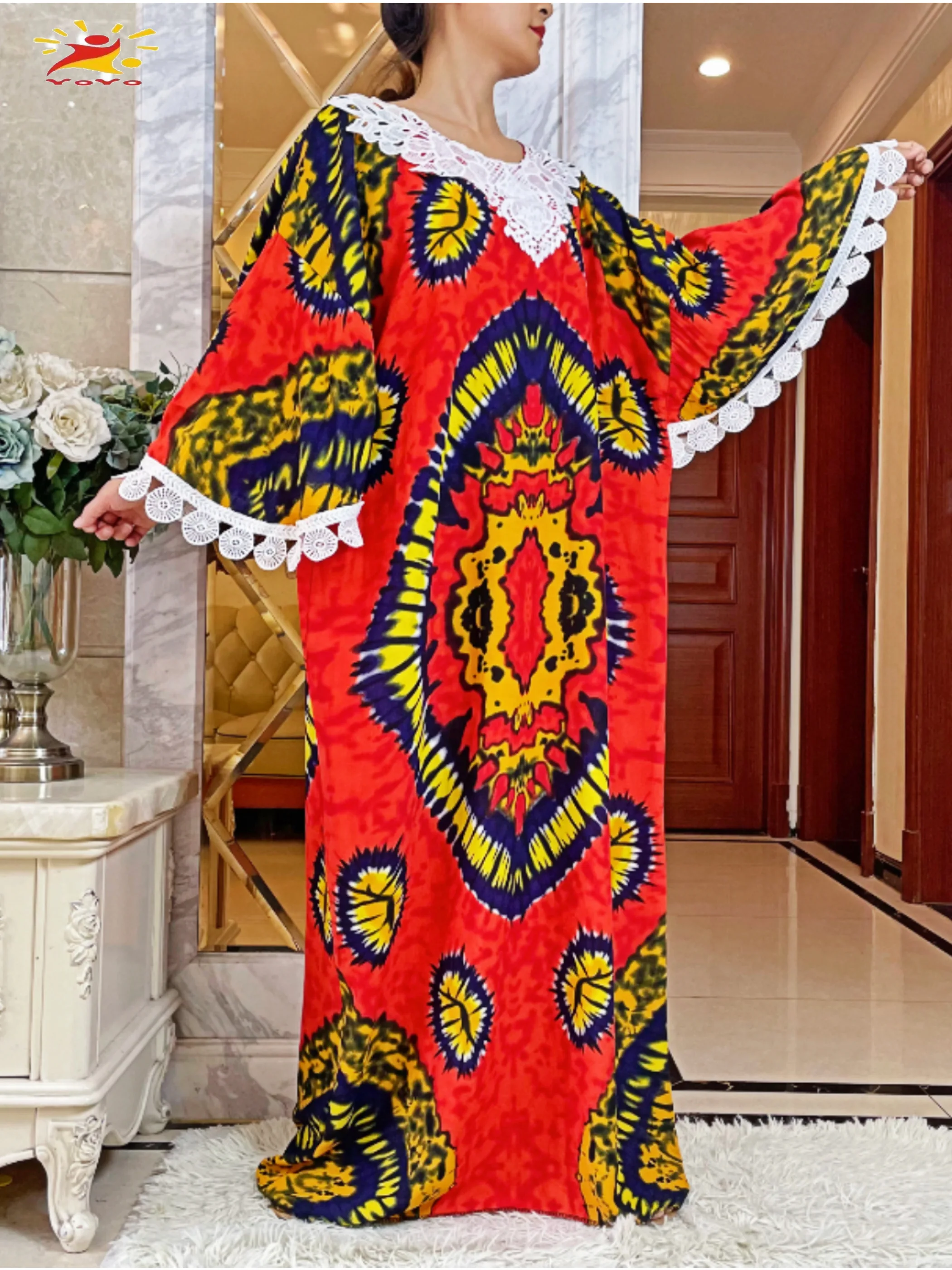 Новое африканское летнее платье с рукавами летучая мышь Рамадан Абая шарфом