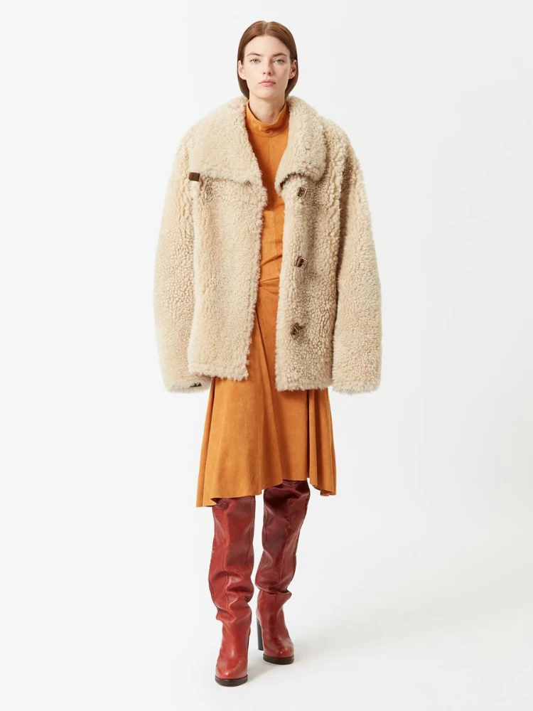 

Женский однобортный Кардиган, пальто из искусственного меха с длинным рукавом и высоким воротником, зима 2022