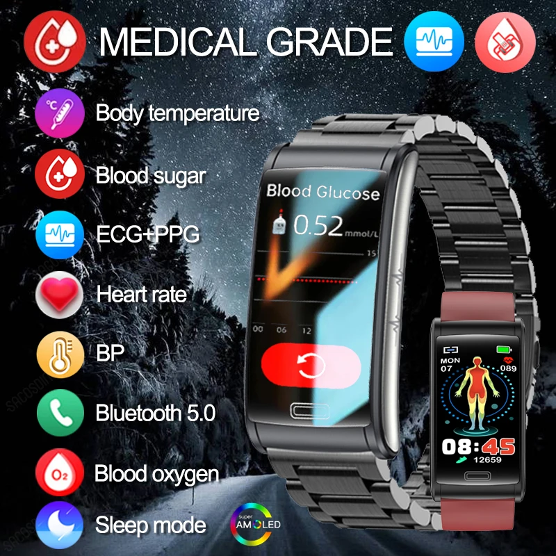 Новинка 2024 смарт-браслет с сахаром в крови IP68 Водонепроницаемые спортивные