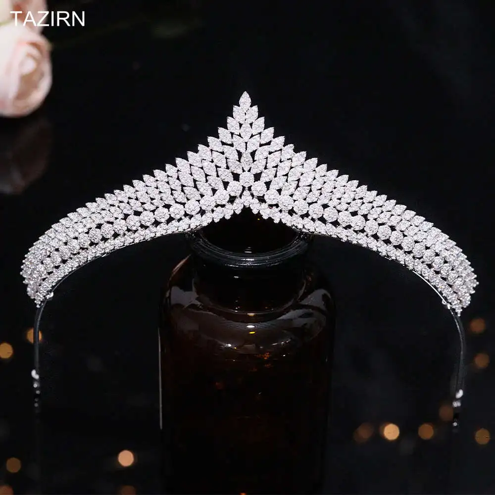 

New AAA Cubic Zirconia Tiaras and Crowns for Women CZ Princess Wedding Bridal Headwear Birthday Party Prom Diadema Hair Jewelry