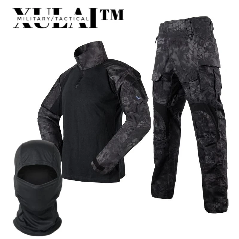 

Surface Waterproof Black Camouflage Suit Upgraded Tactical Pants Tactical Shirt Combat Shirt For Men