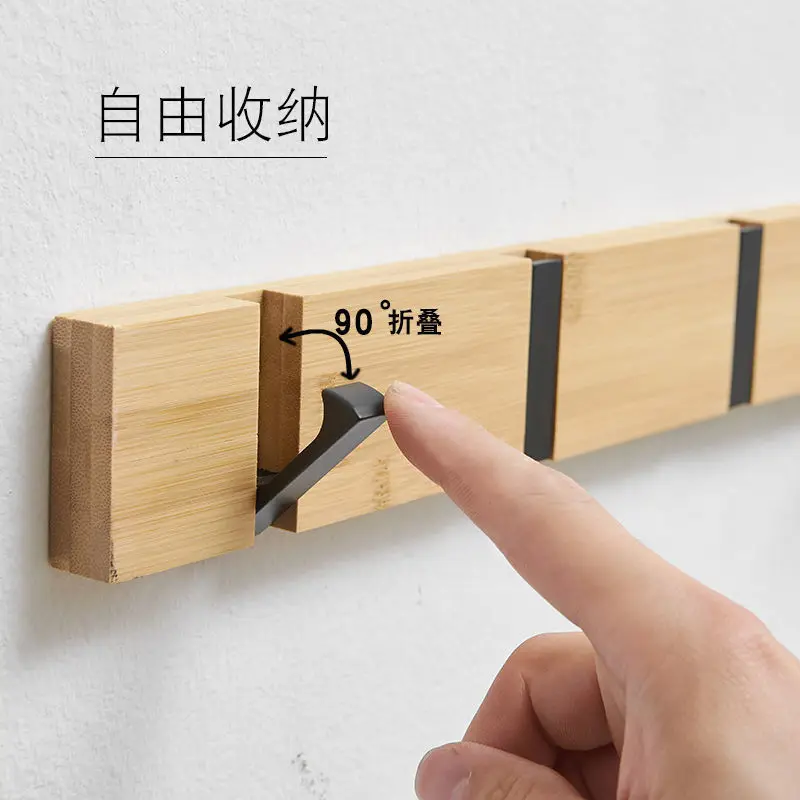 

Hook Metal Creative Coat Punch-free Wooden Hanging Wall Hook Wind Wall Foldable Hidden Retractable Piano Key Coat