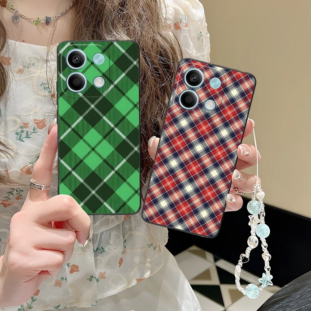 Lattice Grid Texture Mobile Cell Phone Case for Xiaomi POCO M6 M5 M4 M3 X6 X5 X4 X3 F6 F5 F4 F3 F2 C40 Pro GT 5G Black Cover