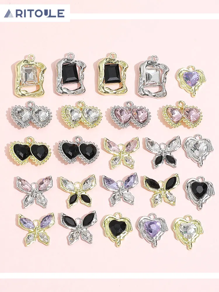 

Can salt can be sweet butterfly love rhinestone alloy pendant DIY earrings jewelry bracelet necklace accessories material