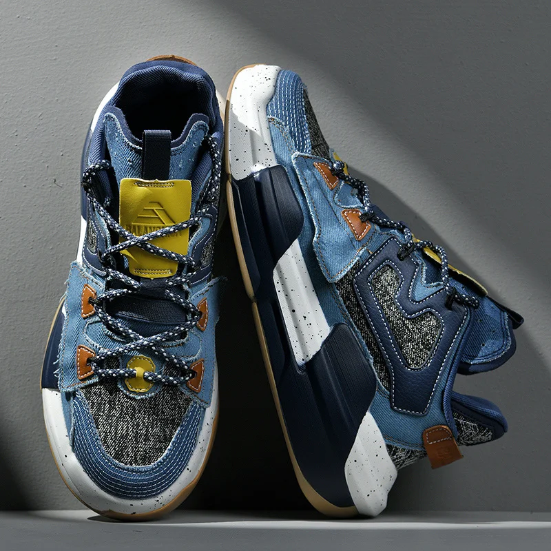 

Spring Autumn Men's Denim Canvas Sneakers Street Chunky Shoes Men Platform Casual Sneakers Design Trainer Men zapatillas hombre