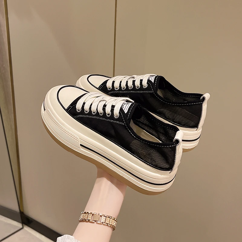 

Женские кроссовки на высокой танкетке, дышащие кроссовки на толстой подошве, Нескользящие, спортивная обувь для отдыха, новинка 2022