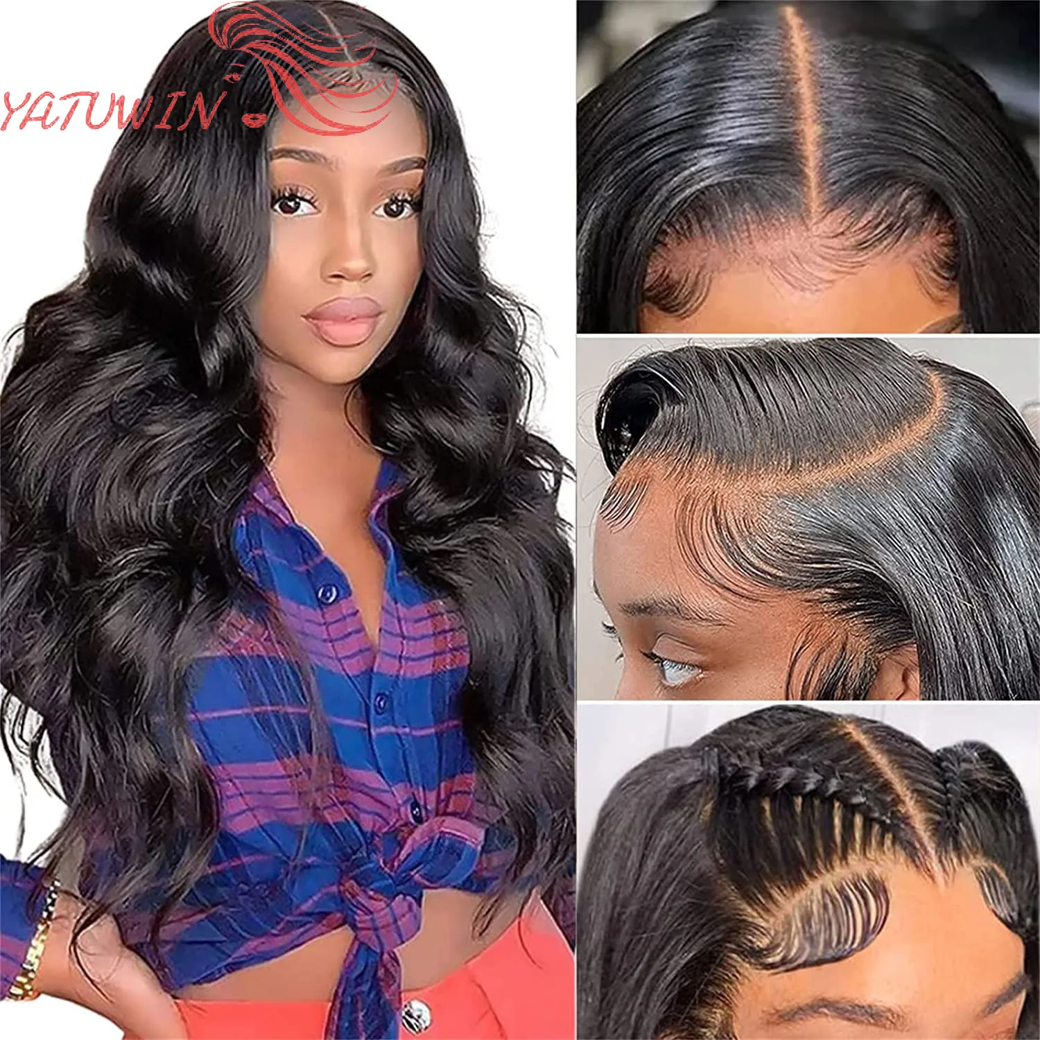 

YATUWIN13x4HD Transparent Body Wave Lace Front Human Hair Wigs 180% Brazilian Remy Wet And Wavy Lace Frontal Wig For Women