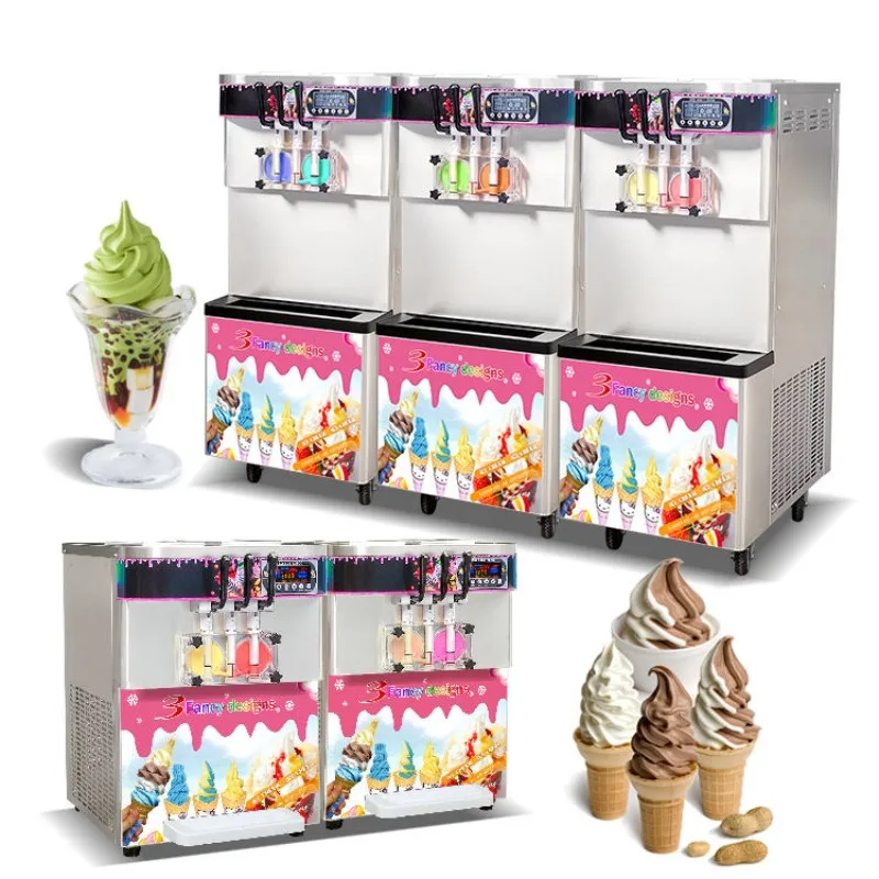 Аппарат для приготовления мороженого с 3 вкусами CE ETL аппарат мягкого по йогурту