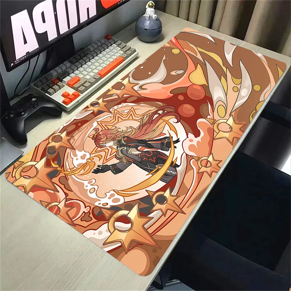 Горячая аниме-игра Furina HuTao Shenhe YaeMiko Raiden Mavuika XXL Genshin Большой коврик для мыши Impact