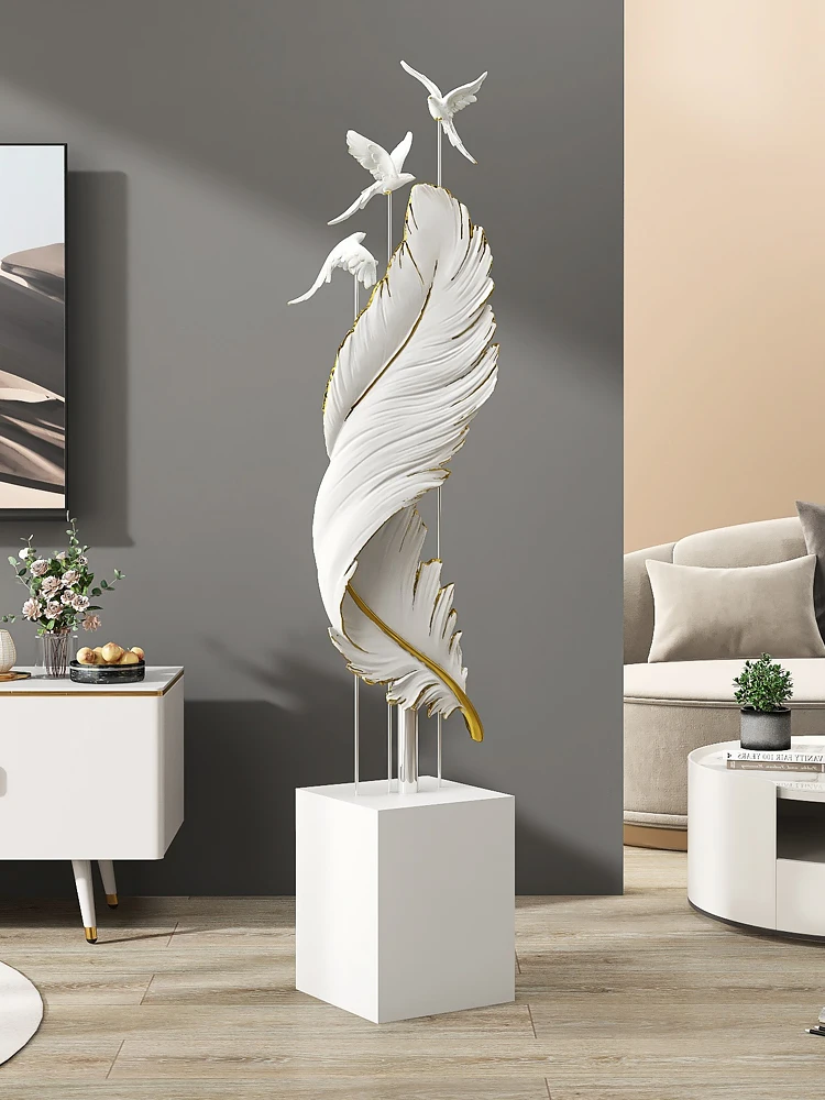 Домашний декор скульптура в виде пера для гостиной большой напольный диван