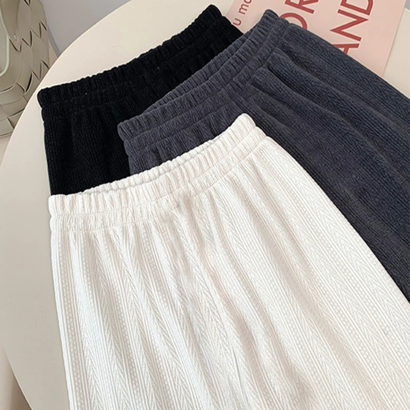 

Брюки женские с широкими штанинами из синели, на флисе