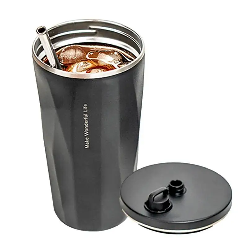 

Water Bottle For Travel Coffee Cup With Straw Car Sippy Cup Large Mouth Irregular Shape Spill-proof For Coffee Milkshake Juice