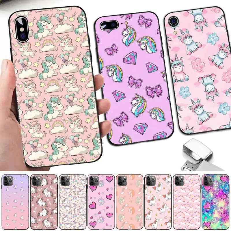 

Cute Rainbow Unicorn Phone Case for iPhone 11 12 13 mini pro XS MAX 8 7 6 6S Plus X 5S SE 2020 XR case