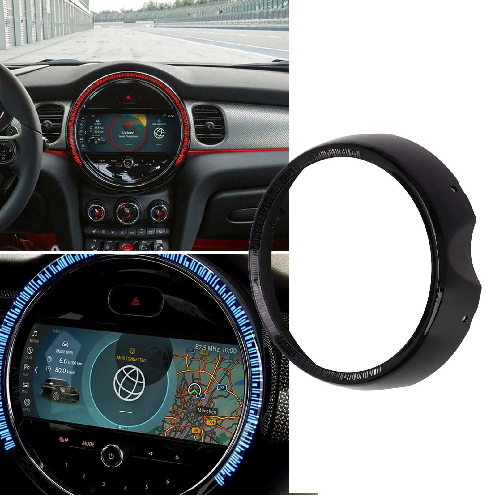 

6.5/8 Inch Car Center Console Screen Trim Decorative ABS Mirror Polished Replacement For Mini Cooper F55 F56 F57 2014‑2022