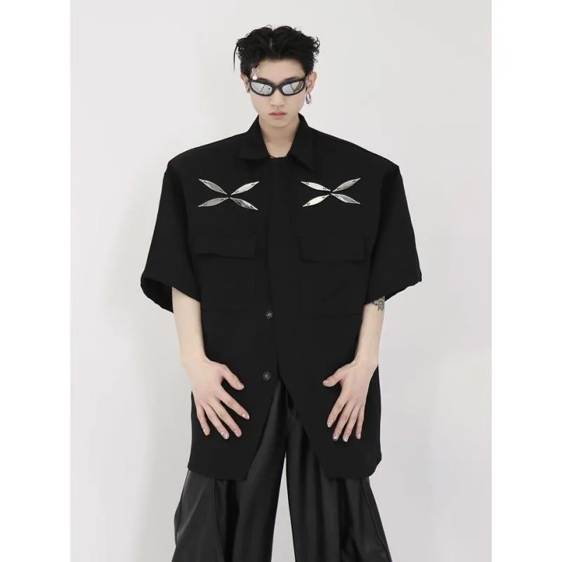 

Future design sense show supermodel recommended metal decoration short-sleeved shirt men's and women's summer short-sleeved top