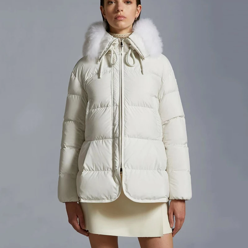 

Женский пуховик с капюшоном, шерстяное пальто с воротником на талии, пуховая куртка белого гусиного пуха, корейский стиль, y2k, новинка зимы 2023