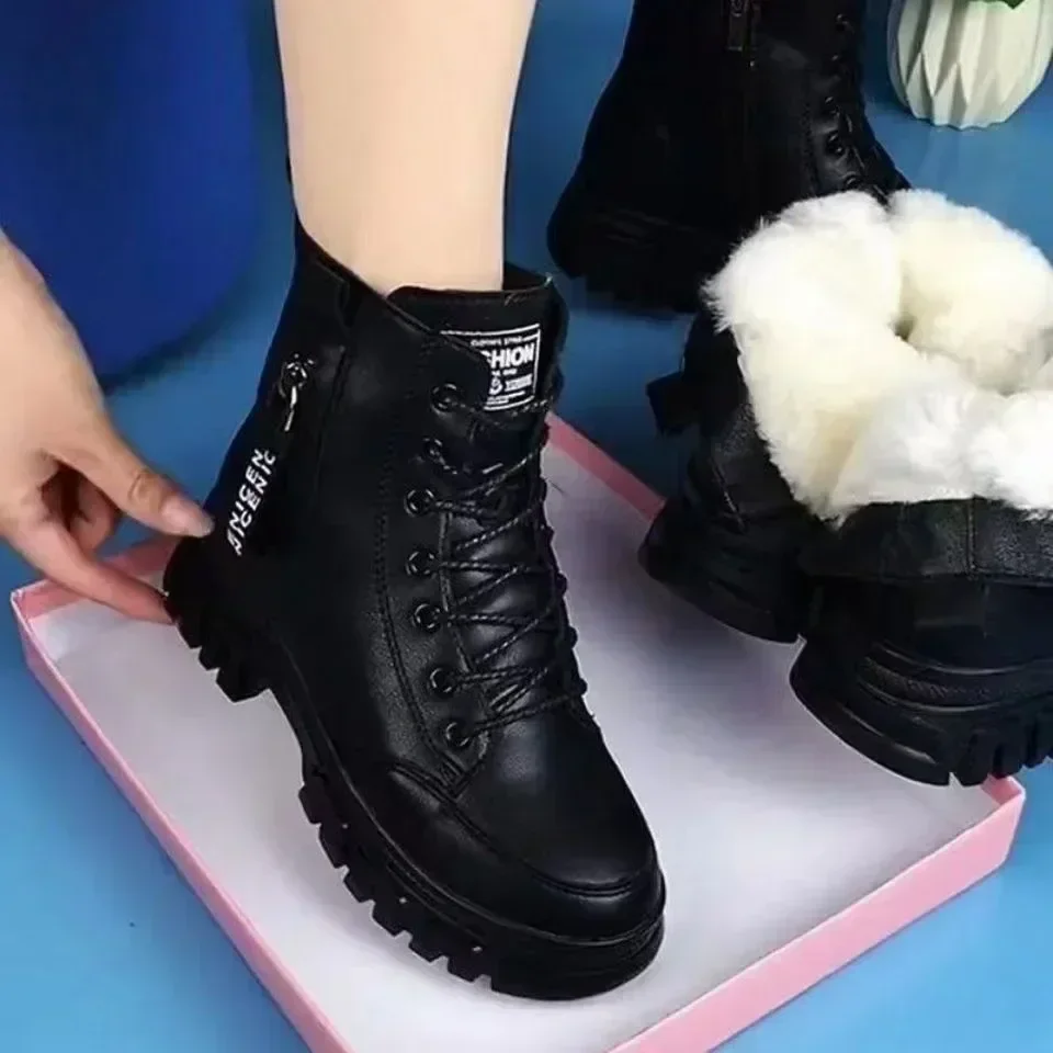 Женские зимние бархатные ботильоны на толстой подошве Zapatillas ...