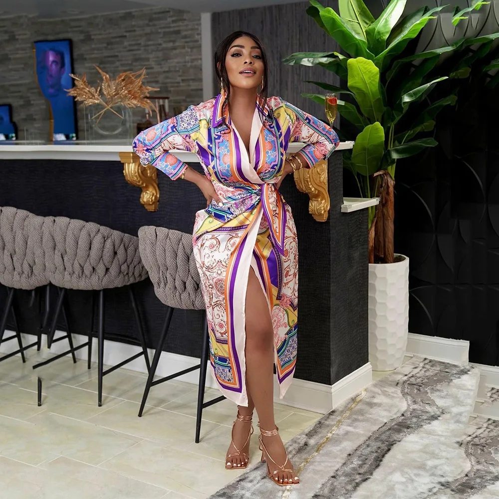 Женское шифоновое платье с V-образным вырезом и длинным рукавом - купить по