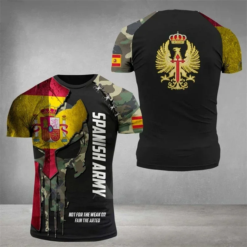 Maglietta Mimetica dellɾsercito spagnolo Magliette da uomo tattiche veterano emblema 3D Espana maglietta Militra